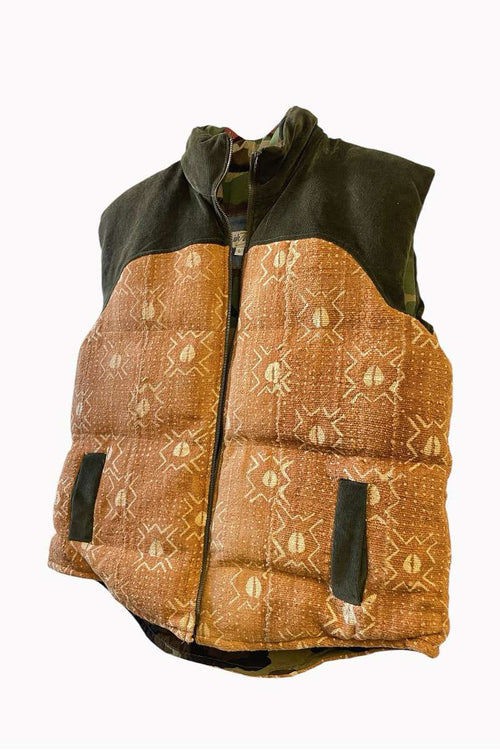 Corduroy / Mud Cloth Puffer Vest image 0