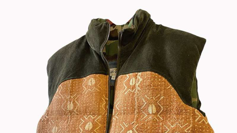 Corduroy / Mud Cloth Puffer Vest image 0